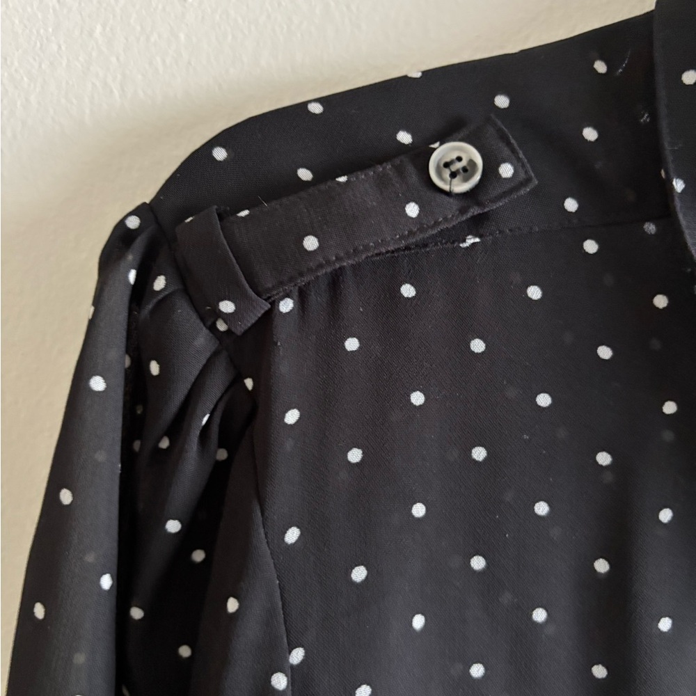 Halogen Black Polka Dot Button Down Blouse Sz XL - Picture 5 of 5